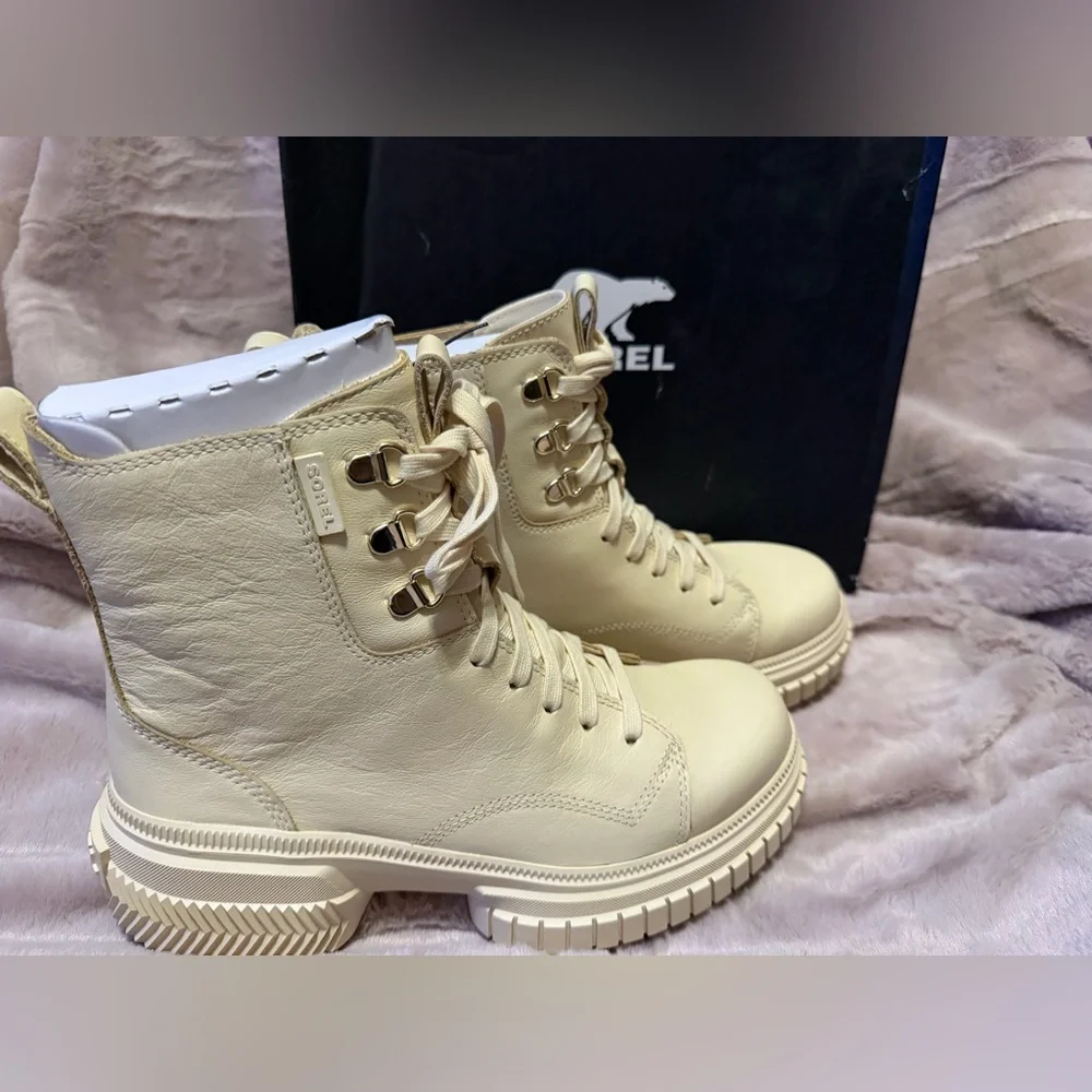 Sorel Cream Lace-Up Combat Boots - Picture 3 of 5